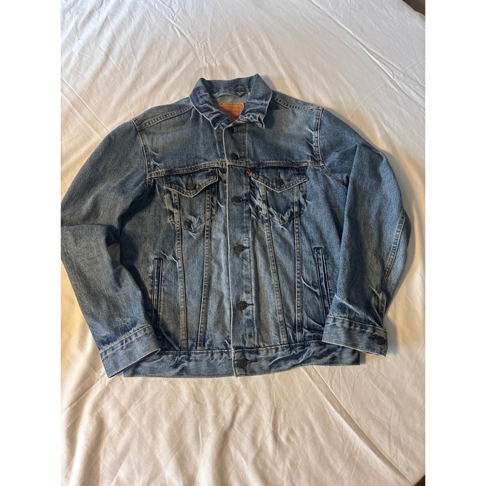 Levis Denim Trucker Jacket Mens S Blue Classic Button Front Coat